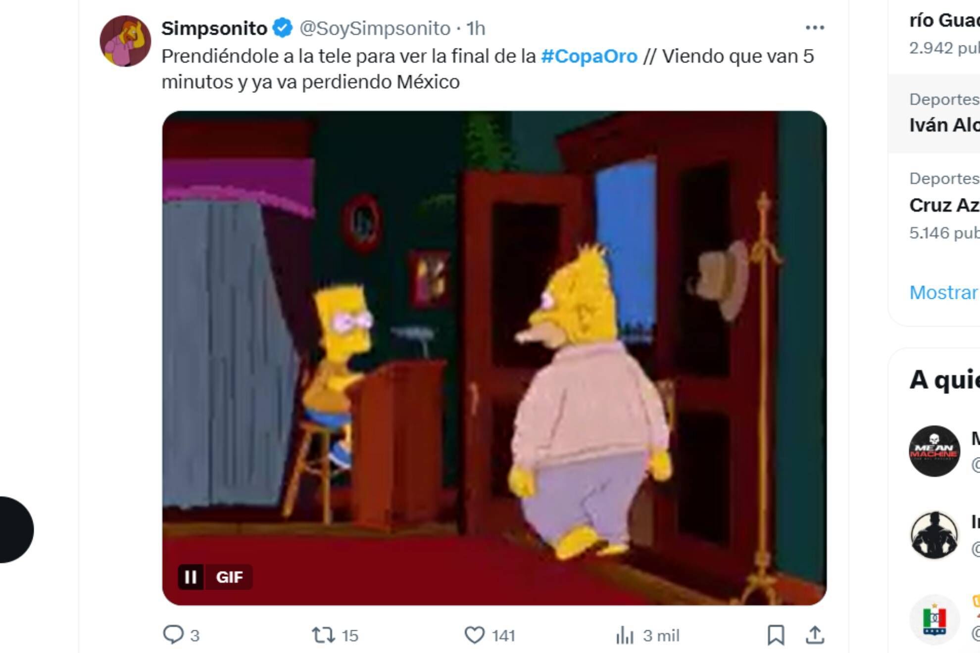MEMES se burlan de Estados Unidos por la victoria de México del Vasco Aguirre en la final de la Copa Oro 2025 Muchos aficionados del Tri se decepcionaron con el gol de Chris Richards al minuto 4. X (antes Twitter) Actualizado: 06/07/2025 19:03 horas