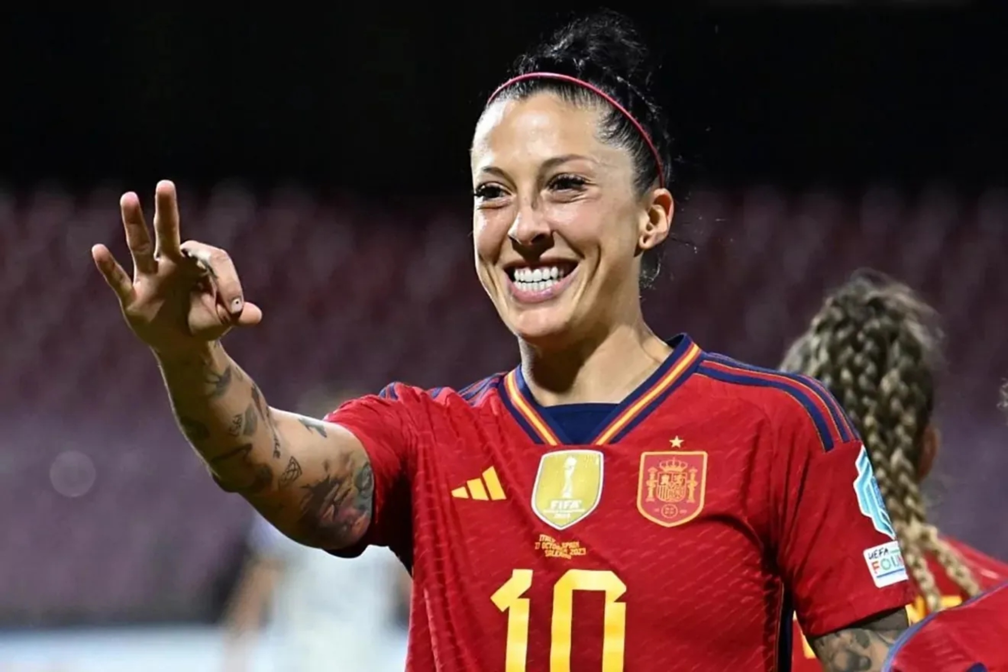 Jenni Hermoso celebra un gol con la selección española EFE