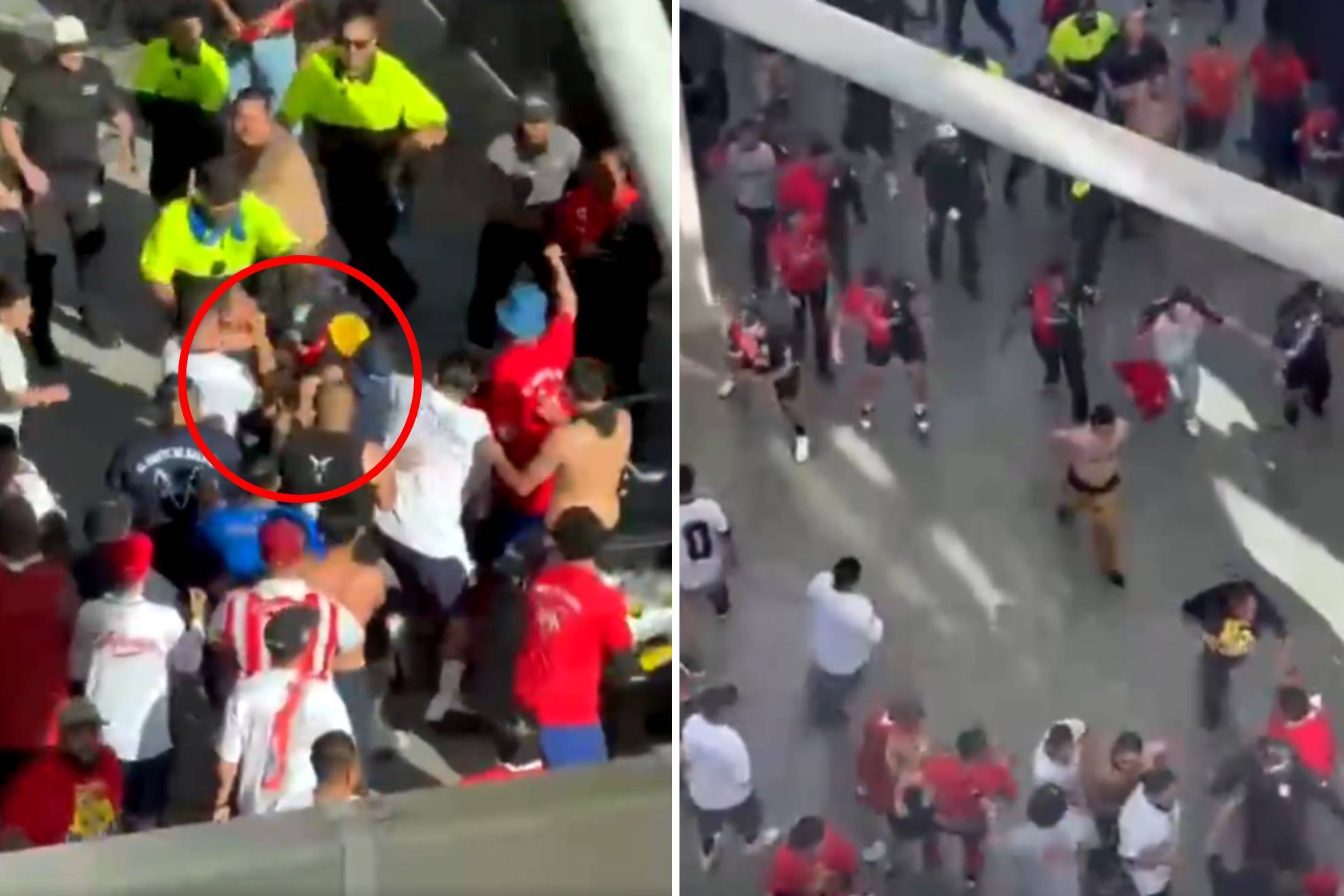 Aficionados del Chivas - Atlas se lían a golpes... y era juego amistoso ...