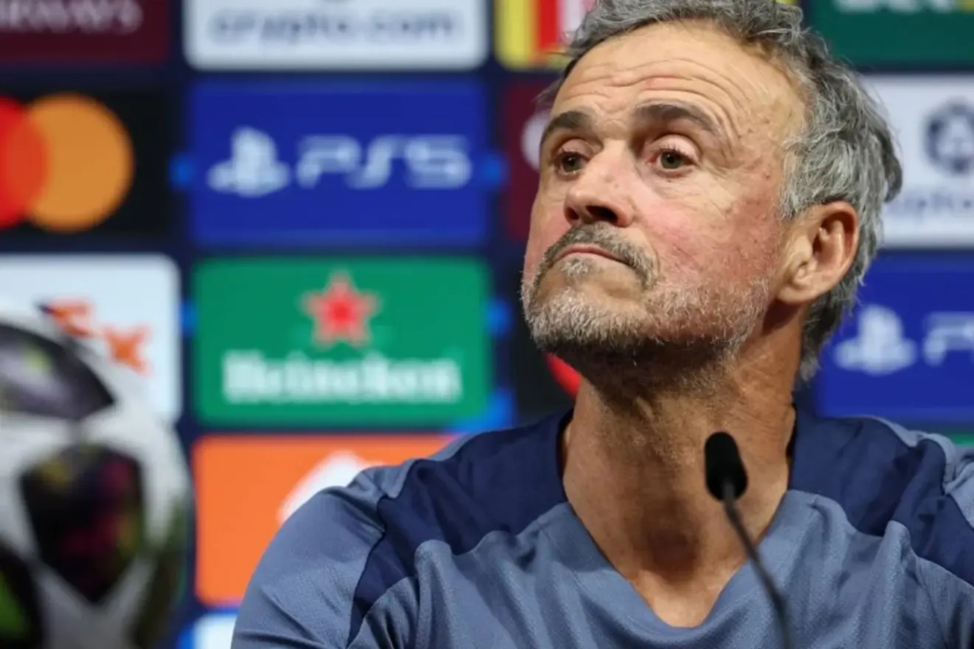 Luis Enrique, en la rueda de prensa del Puskas Arenas este viernes EFE