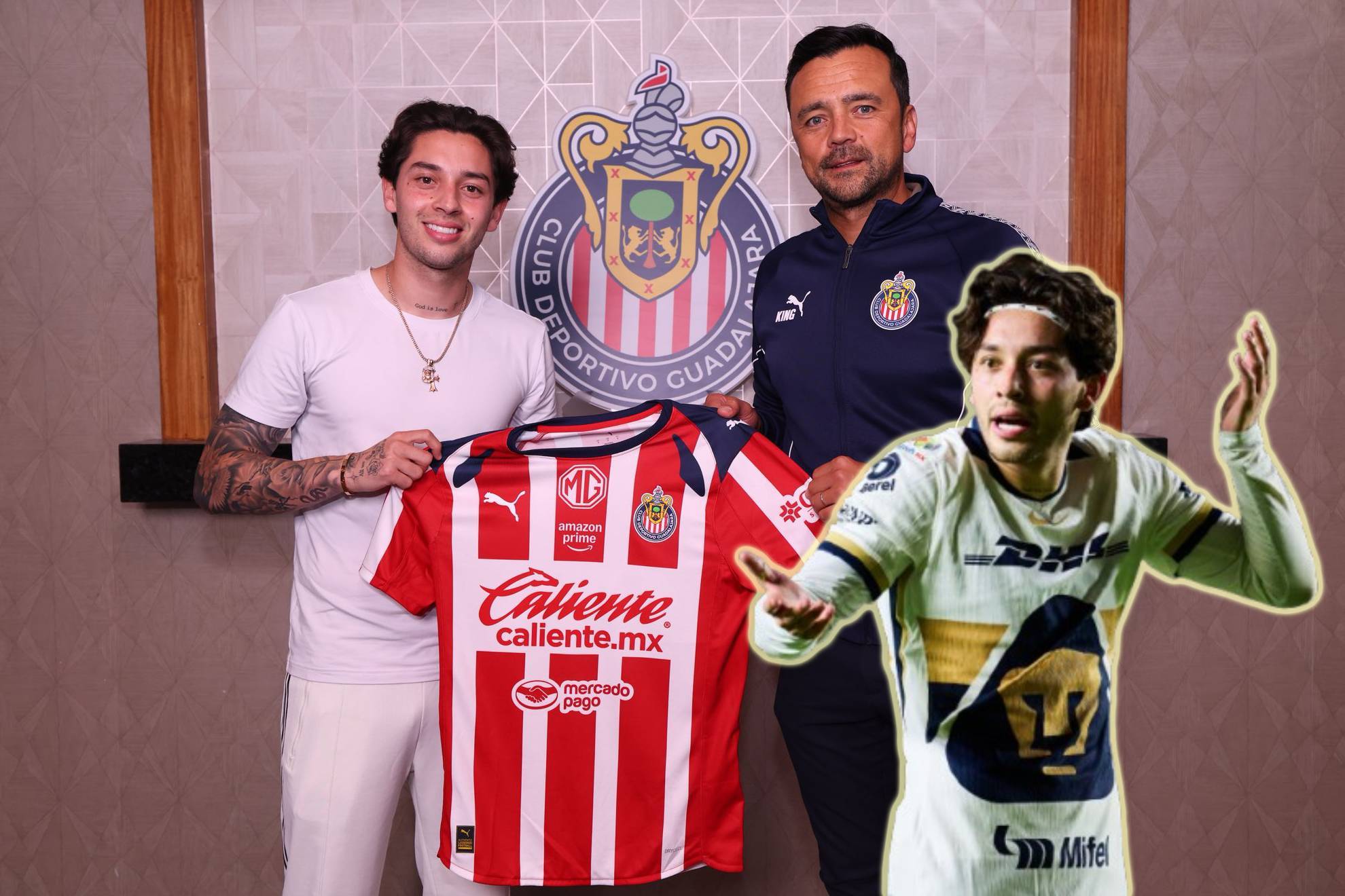 Jordan Carrillo en el anuncio de su llegada a Chivas / Especial