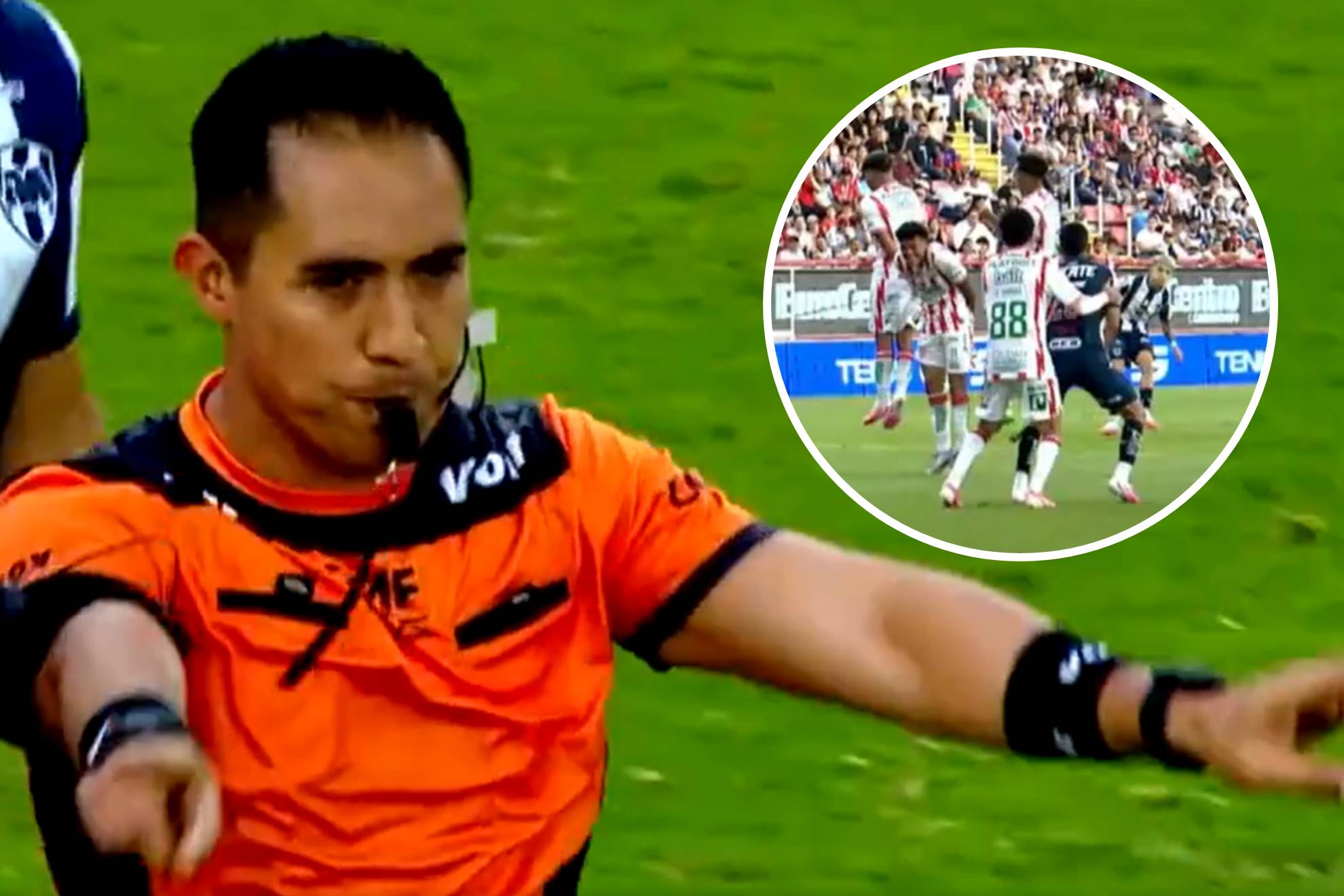 El VAR revisó una mano en la barrera defensiva del Necaxa Capturas X