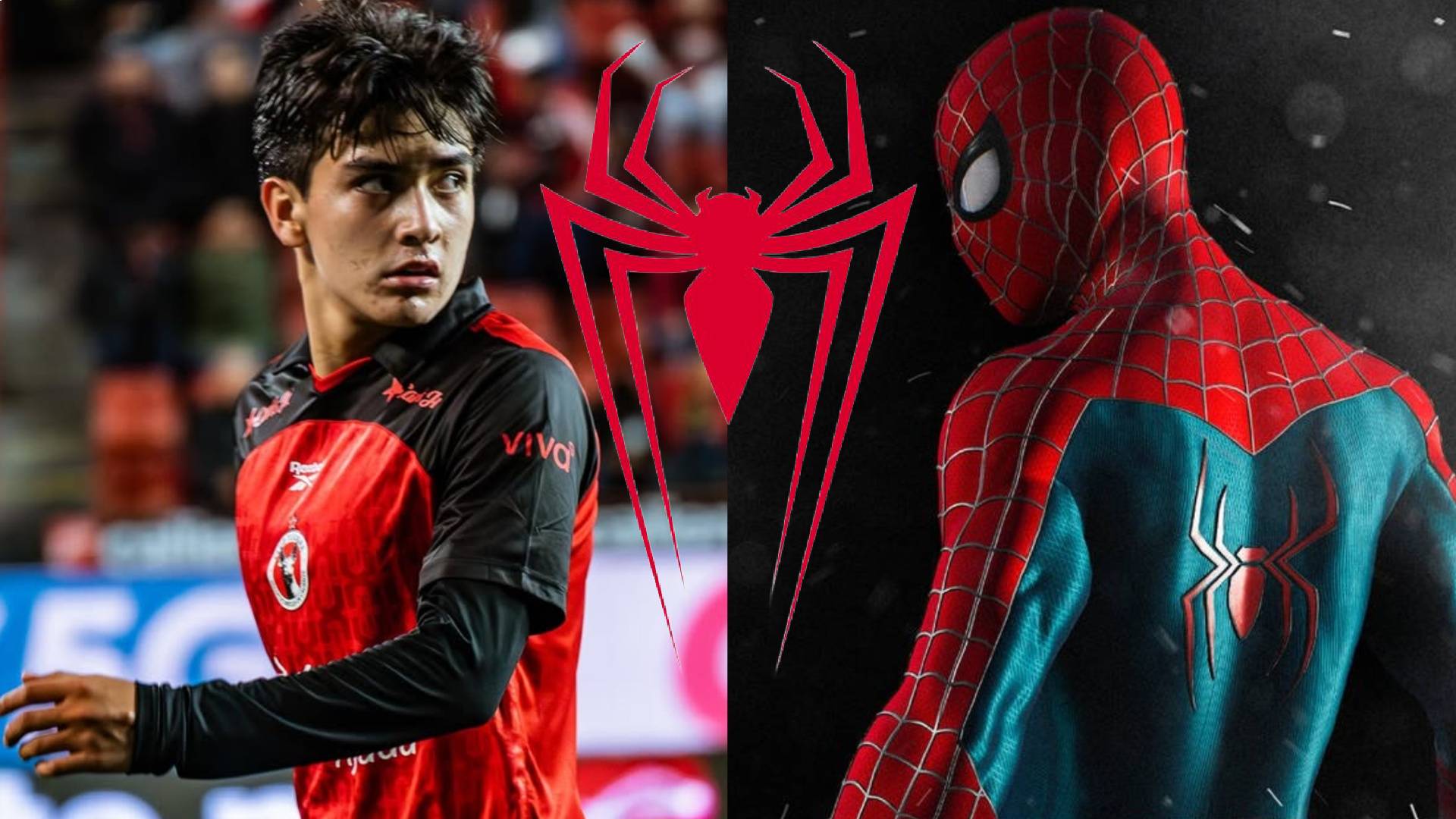 Gilberto Mora y el superhéroe de Marvel, Spider-Man MEXSPORT/ESPECIAL