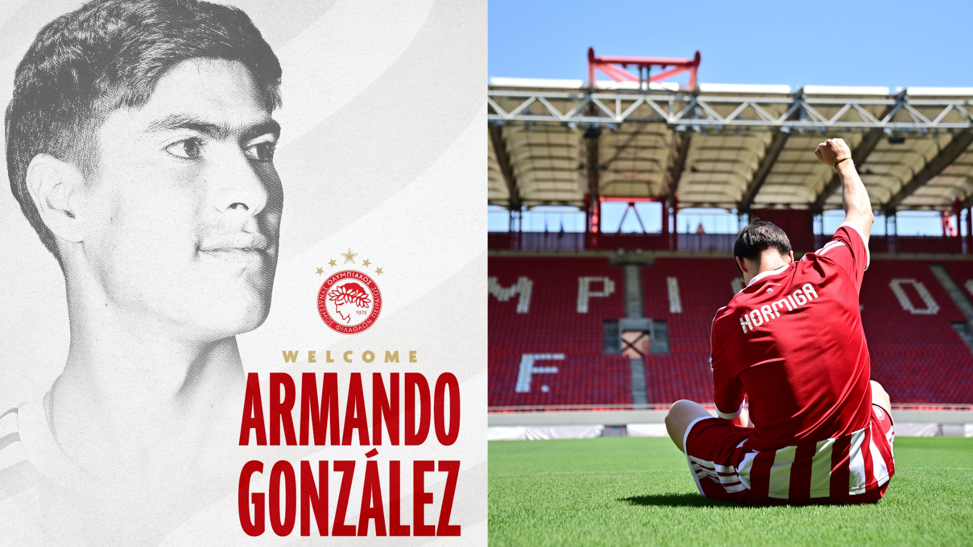 Olympiacos da la bienvenida a Hormiga González. / ESPECIAL