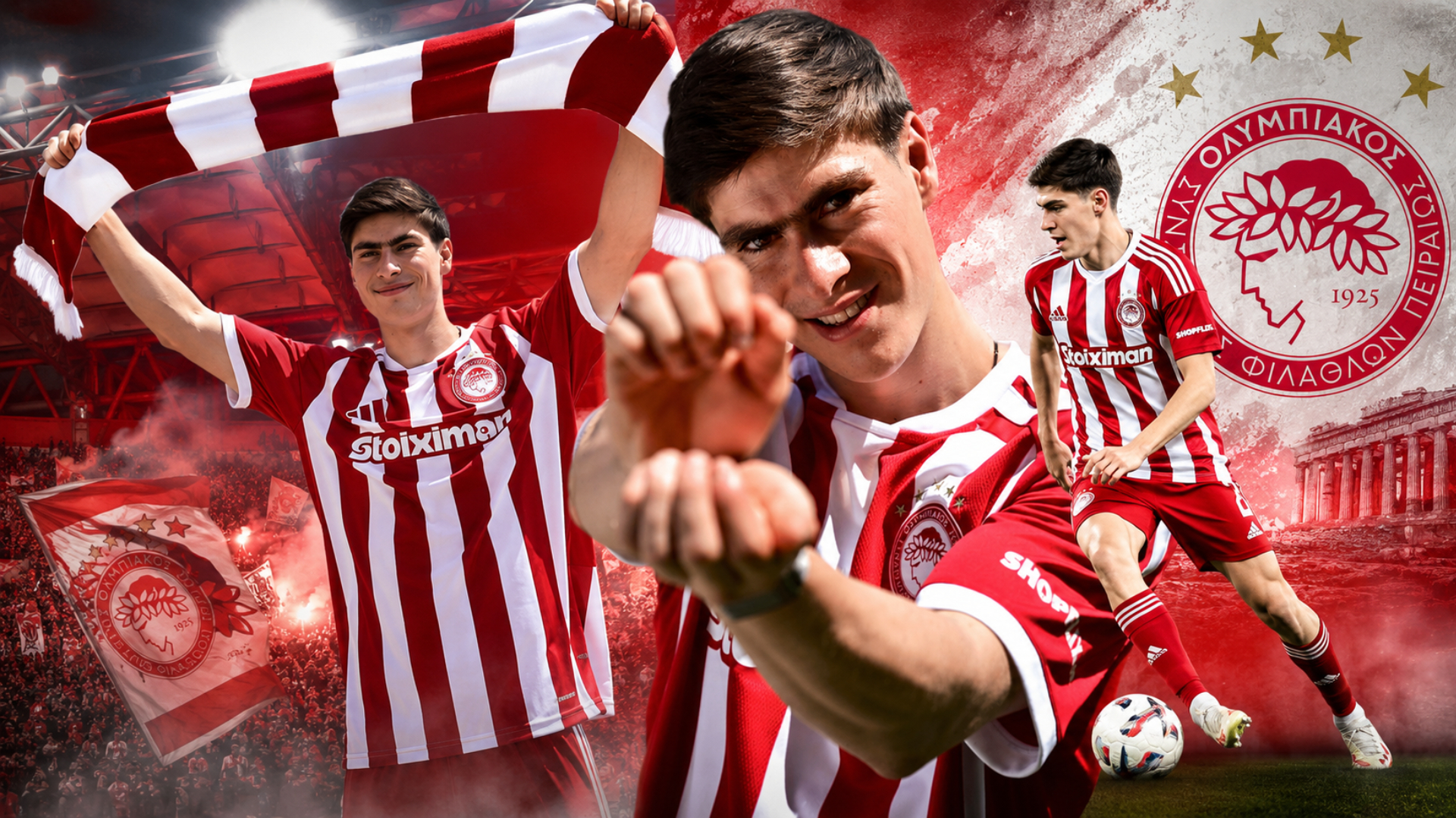 Armando González con su nuevo equipo; el Olympiacos. IA