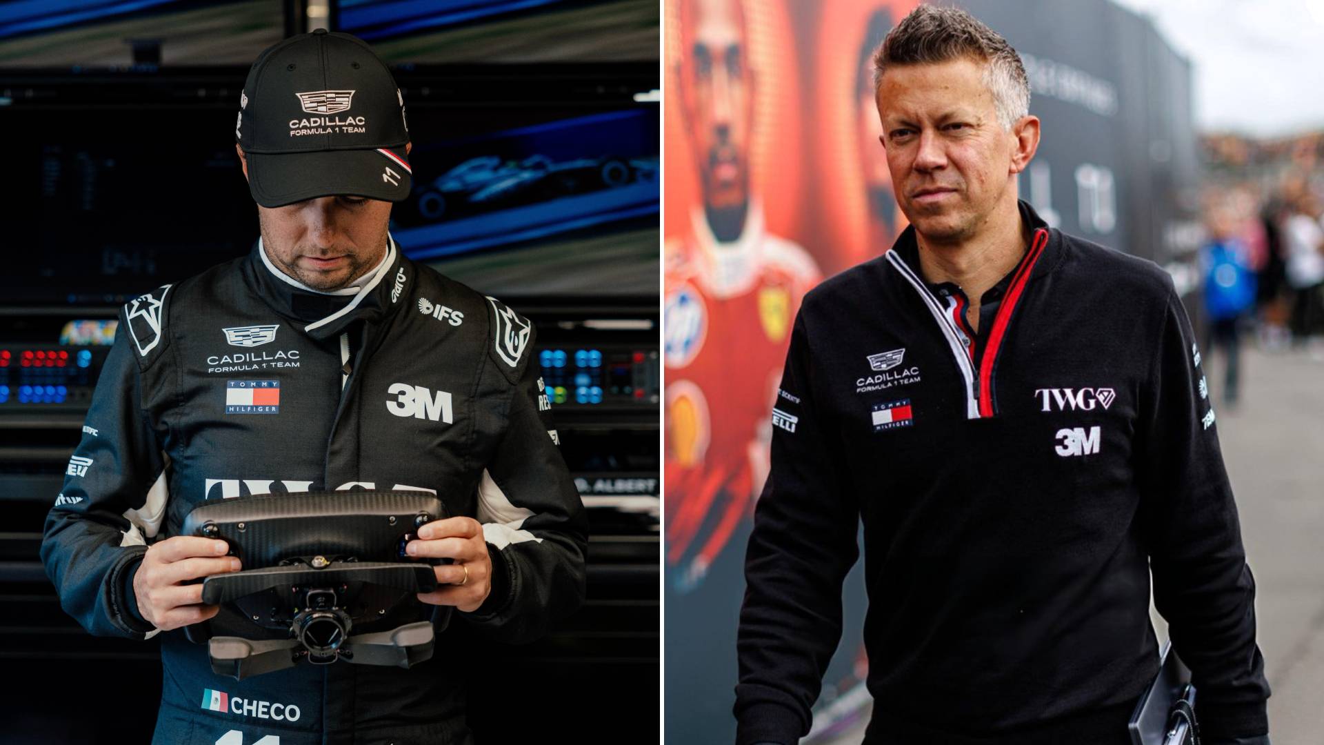 Sergio Pérez y Marcin Budkowski, jefe de Cadillac F1
