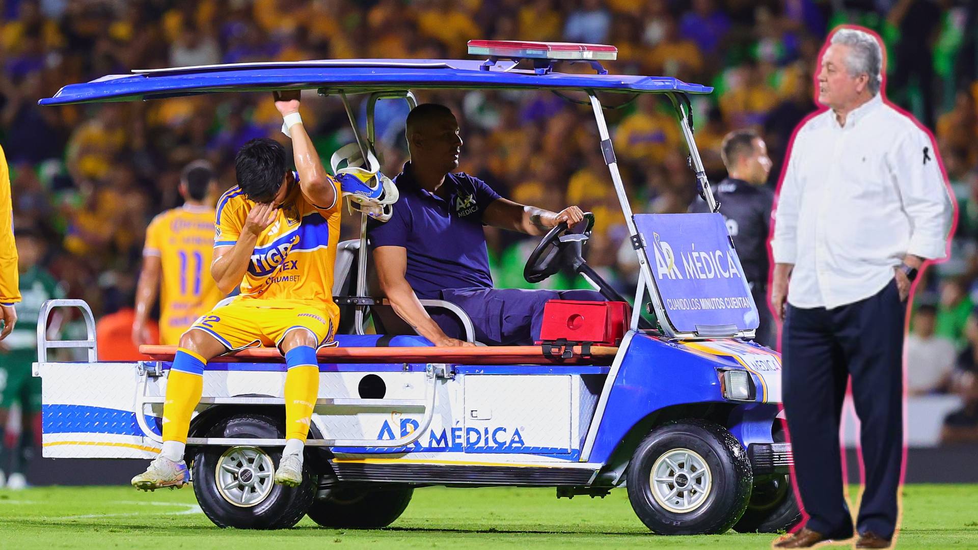 Vladimir Loroña sale lesionado en el partido de Tigres contra Santos / Mexsport