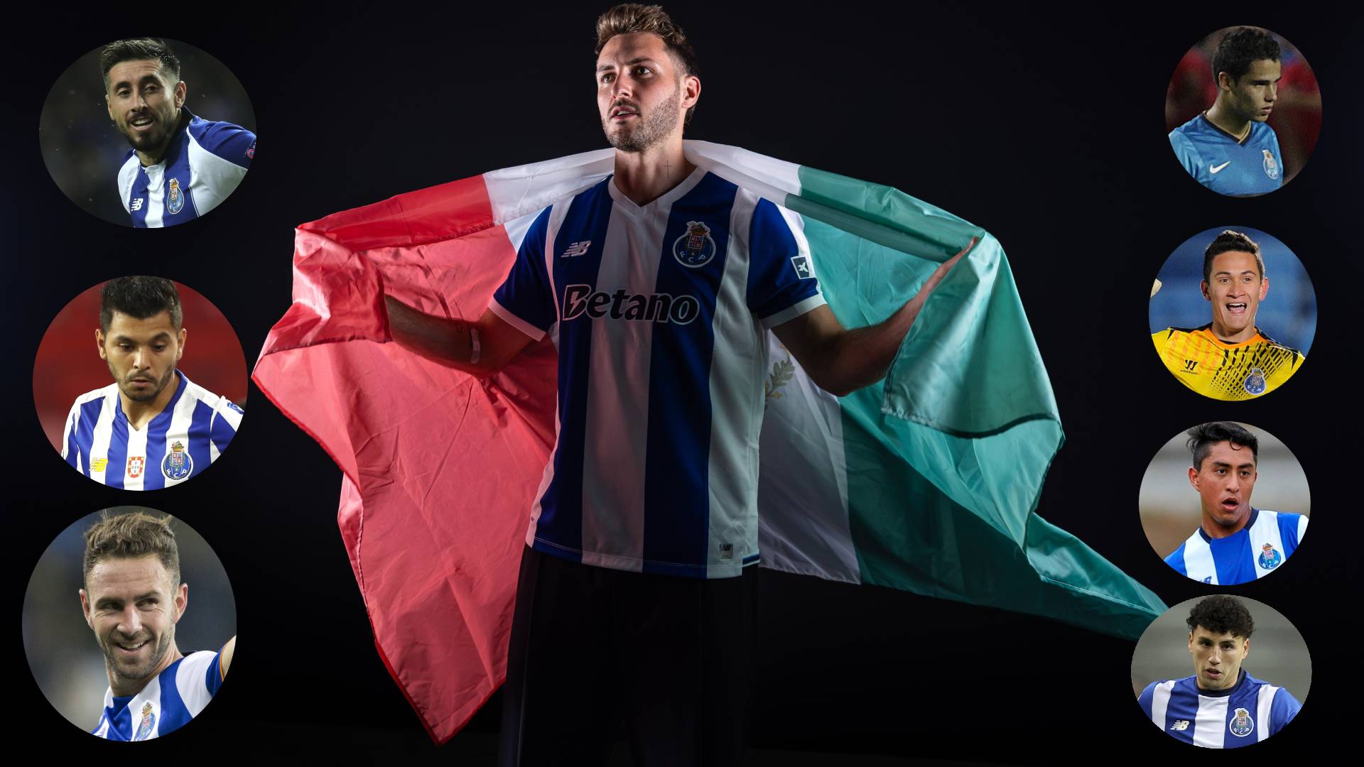 Héctor Herrera, Jesús "Tecatito" Corona, Diego Reyes, Miguel Layún, Raúl Gudiño, Omar Govea, Jorge Sánchez y Santiago Giménez. LAPRESSE, GETTY IMAGES, X @FCPorto