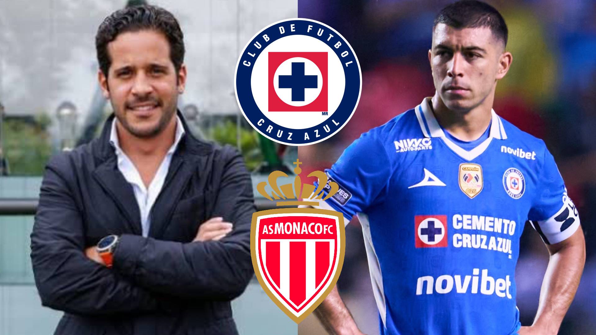 Carlos Aviña (izq.) Director Deportivo del AS Monaco y Erik Lira, jugador de Cruz Azul. ESPECIAL