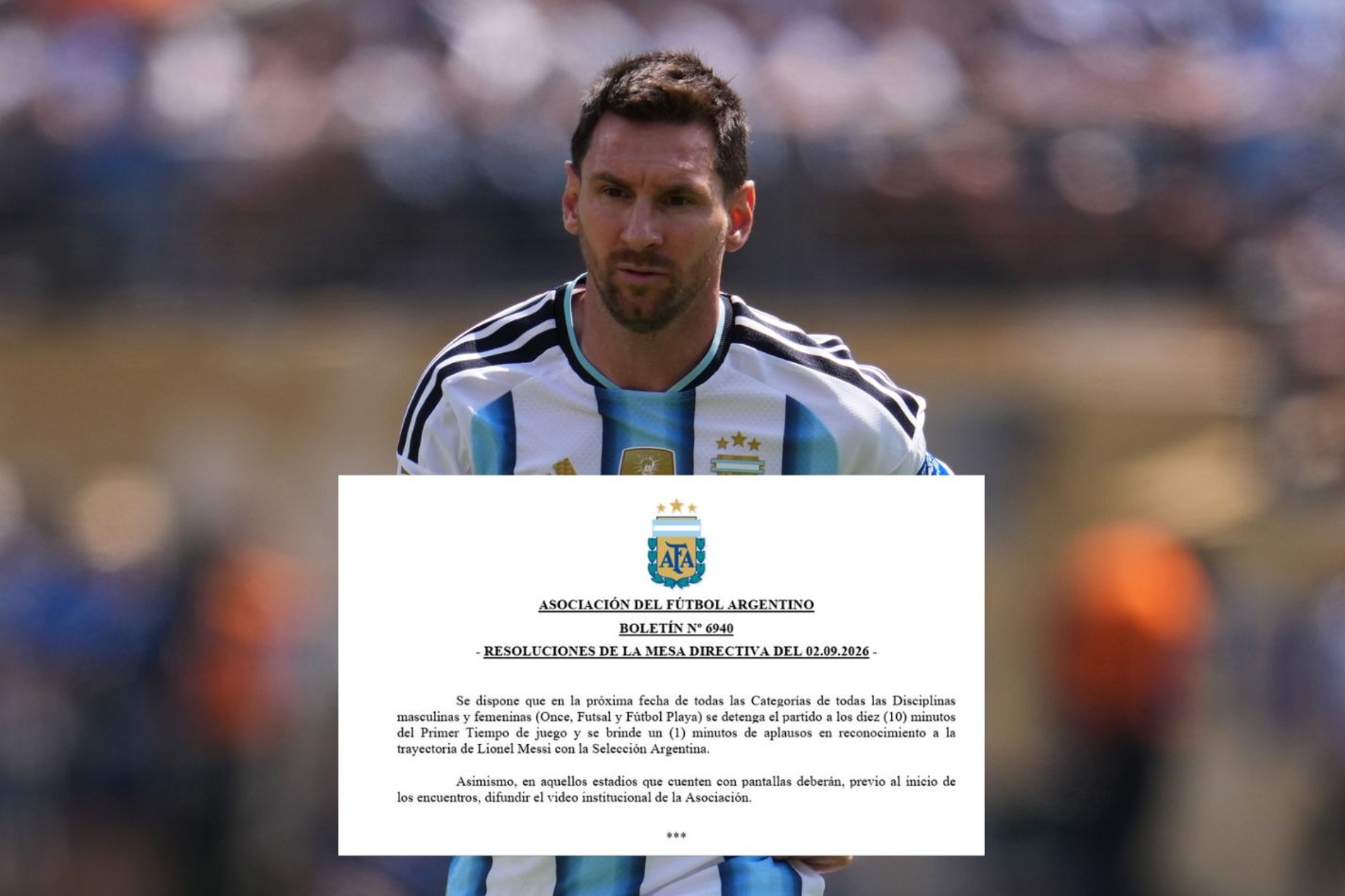 Messi y el comunicado de la AFA. LAPRESSE/AFA