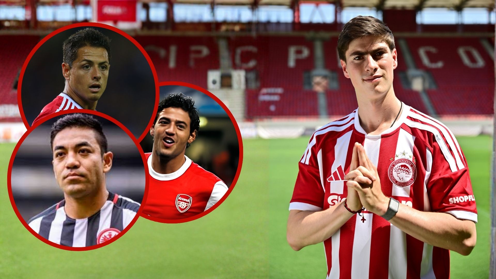El delantero mexicano busca seguir los pasos de figuras que dejaron huella en el futbol europeo. / ESPECIAL X @olympiacosfc