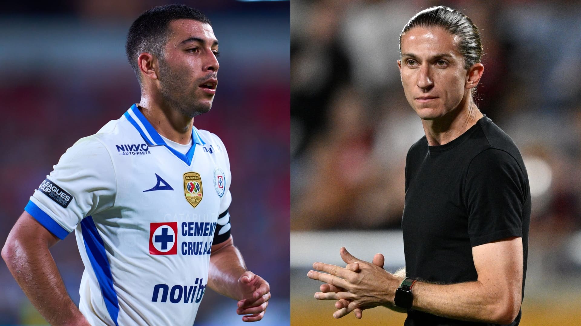Filipe Luis (der.), DT del Mónaco, alaba a Erik Lira y lo seguirá buscando MEXSPORT/LAPRESSE