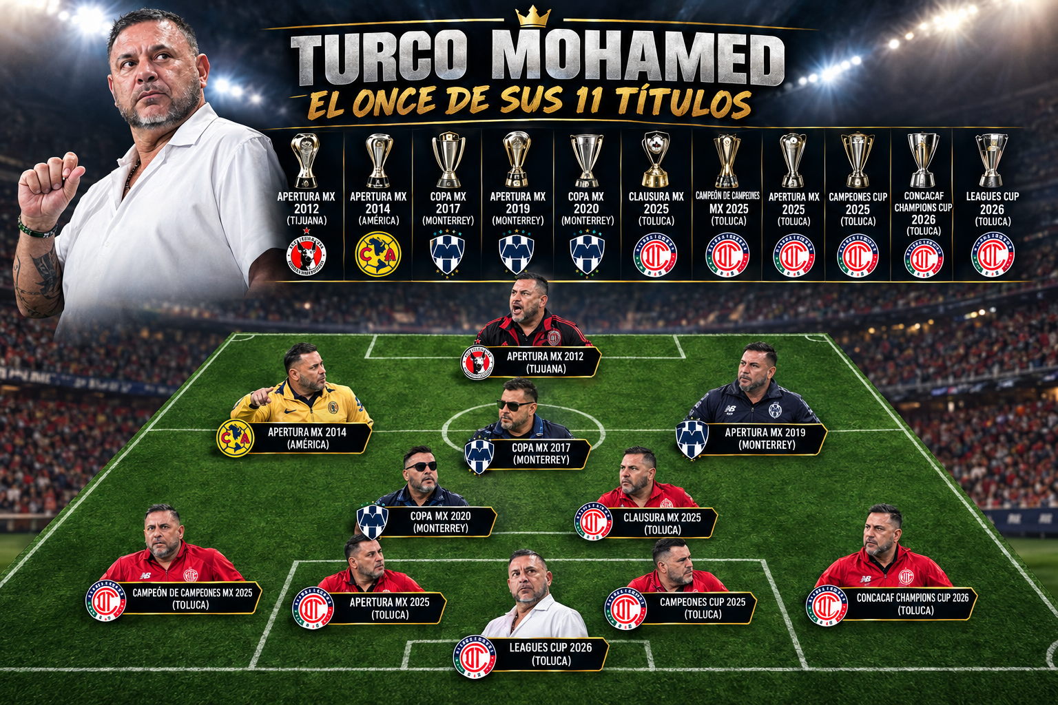 Los títulos de Mohamed. MEXSPORT/IMAGEN CREADA CON IA