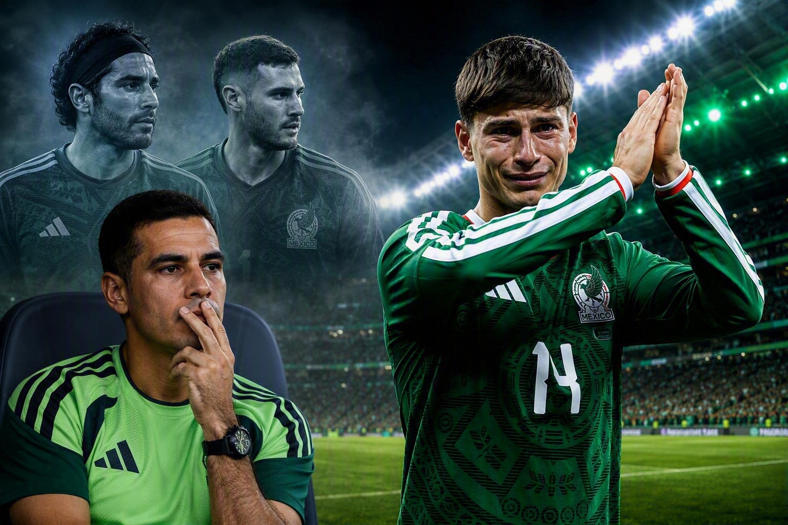 Rafa Márquez, Armando González, Santi Giménez y Raúl Jiménez. MEXSPORT/IA