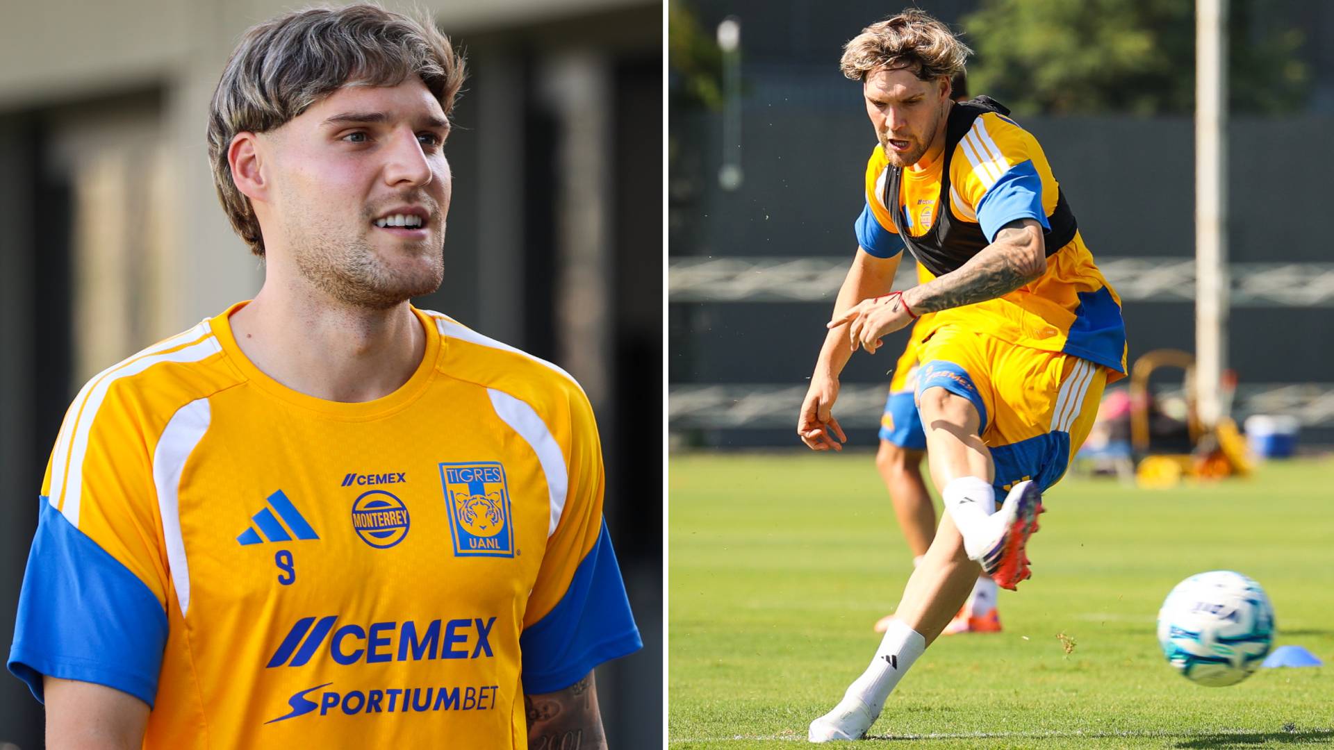 Emiliano Gómez en su primera práctica con Tigres de la UANL Capturas X / @TigresOficial