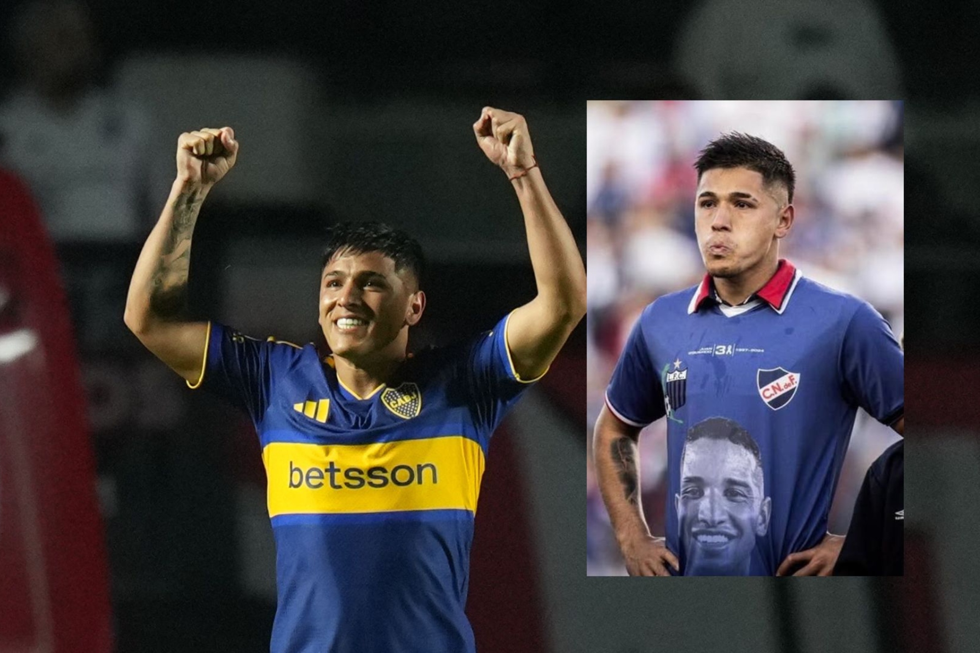 Lozano en Boca y con la camiseta de homenaje a Izquierdo. LAPRESSE