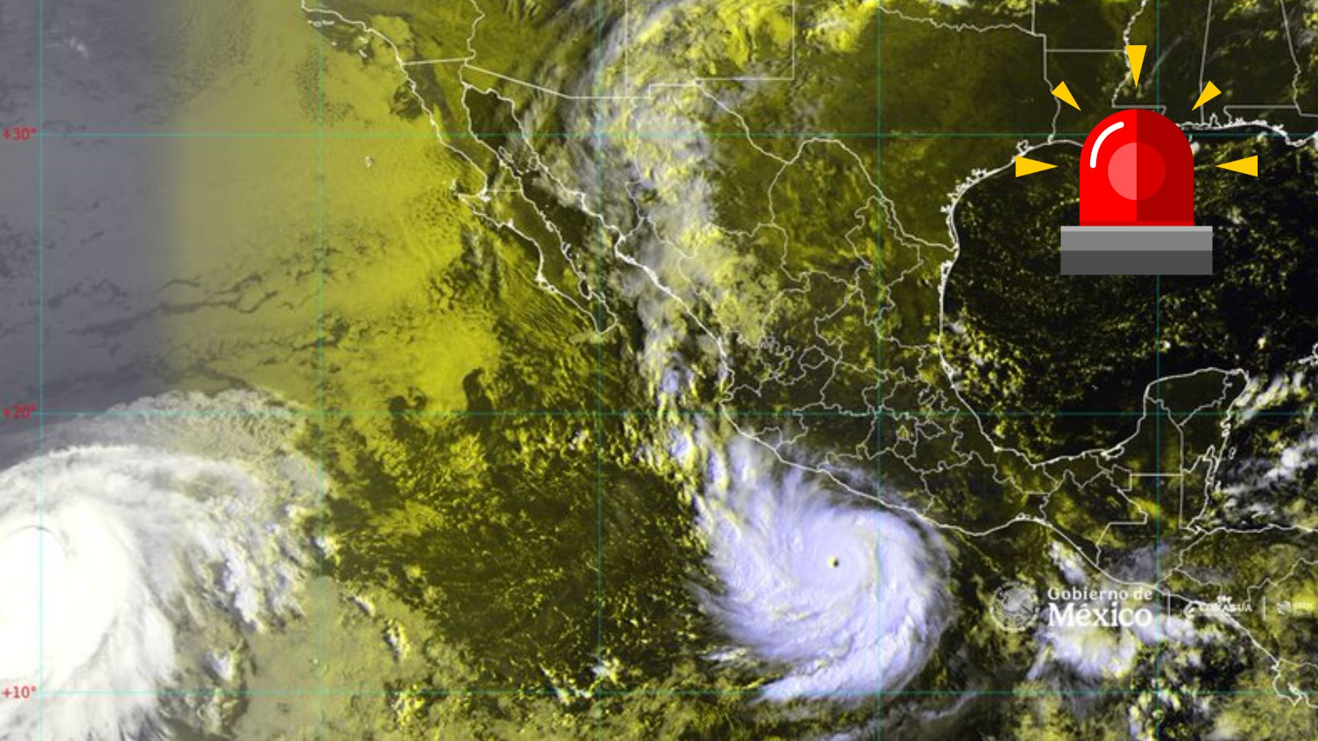 Polo alcanzó la máxima categoría de la escala Saffir-Simpson frente al Pacífico mexicano, con vientos sostenidos de 260 km/h y rachas de hasta 315 km/h. / ESPECIAL X @conagua_clima