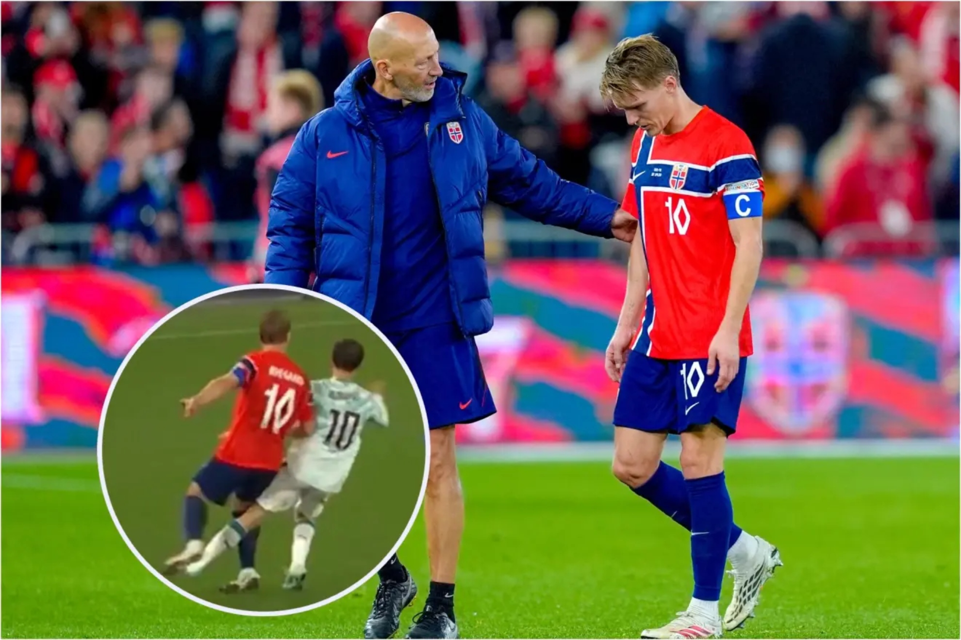 Momento de la entrada de Bernardo Silva a Odegaard