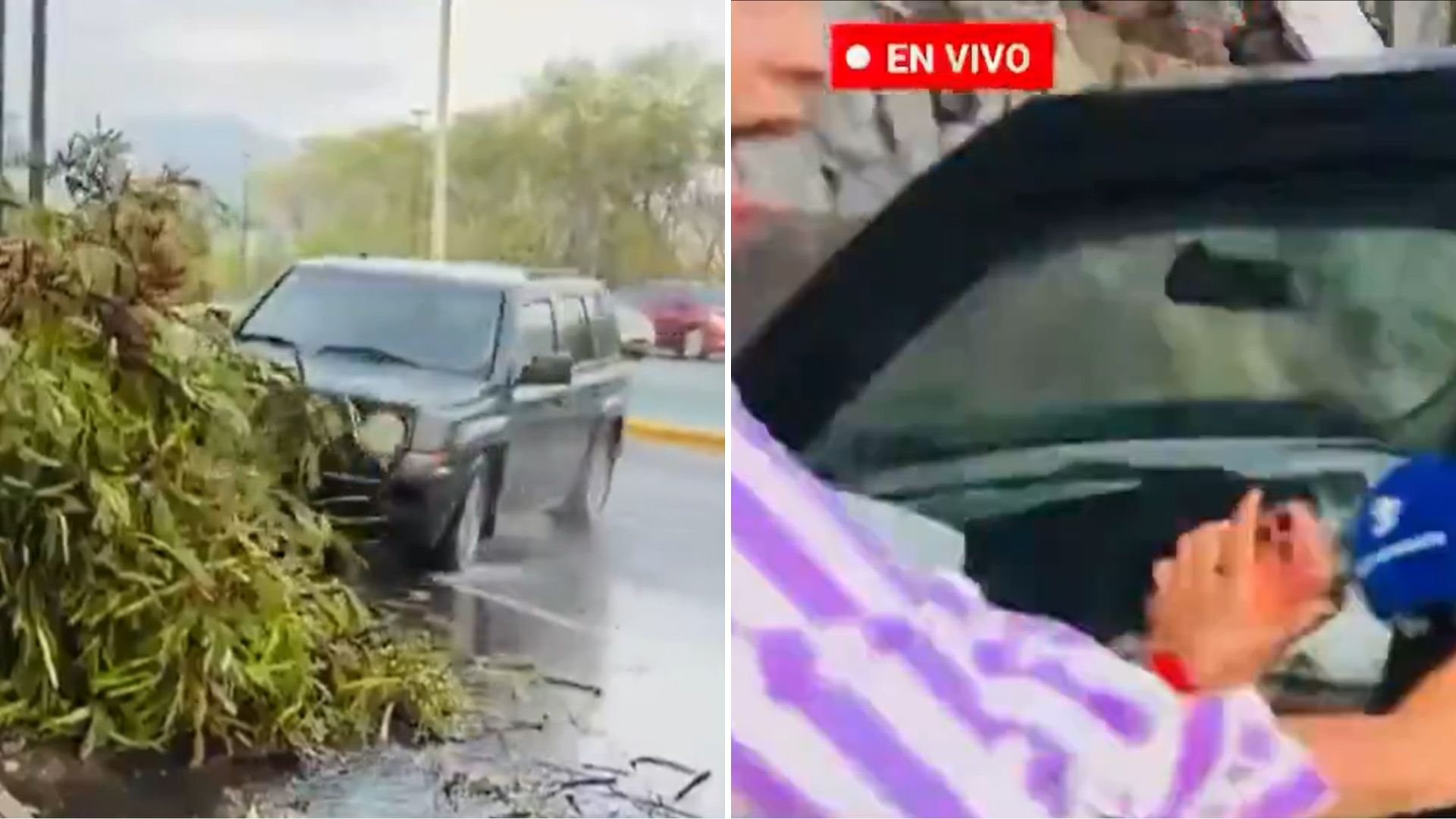 Graban momento en el que reportera y camarógrafo son atropellados durante un enlace en Monterrey Capturas de X