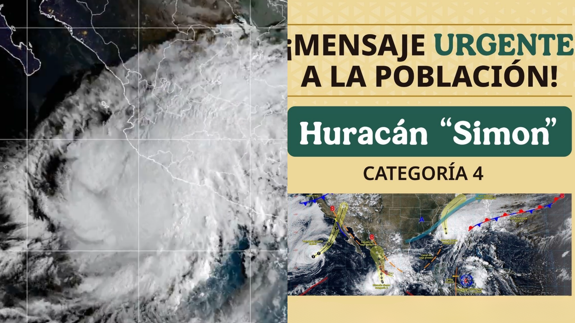 Huracán Simon HOY sábado 10 de octubre; aumenta intensidad y ya es categoría 4 /X@CNPC_MX