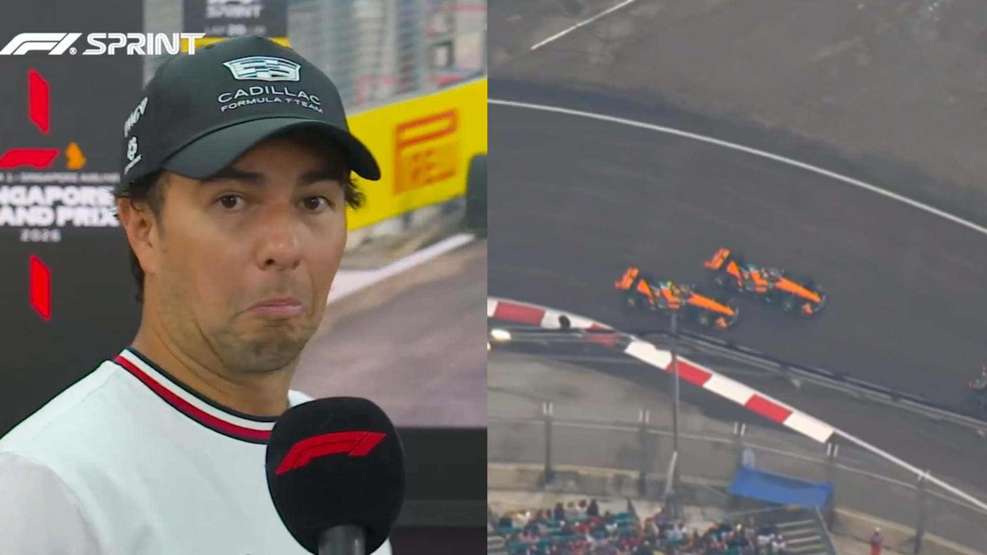 Pérez y su expresión ante la colisión de los McLaren. MARCAMX