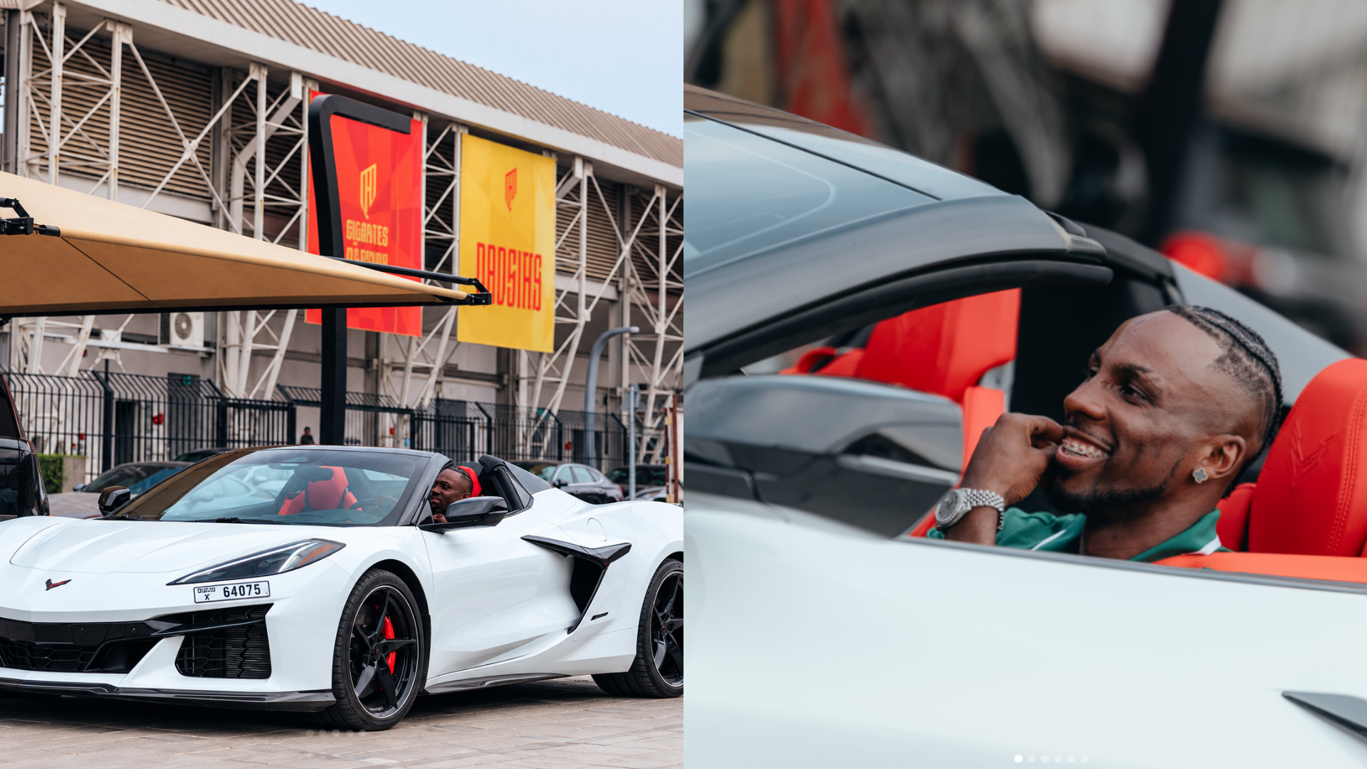Julián Quiñones posó con su corvette. / ESPECIAL