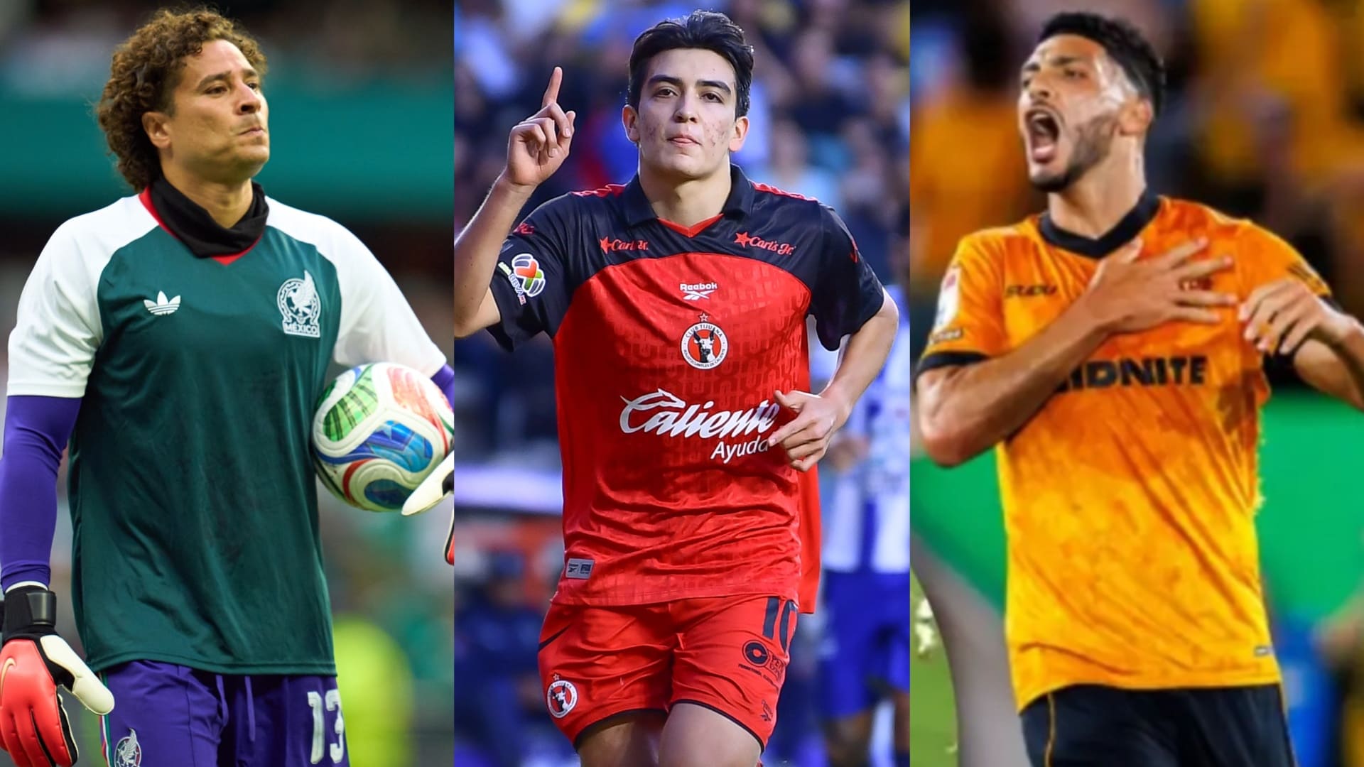 Gilberto Mora (centro) supera en seguidores de IG a Memo Ochoa y Raúl Jiménez, entre otros. MEXSPORT/ESPECIAL