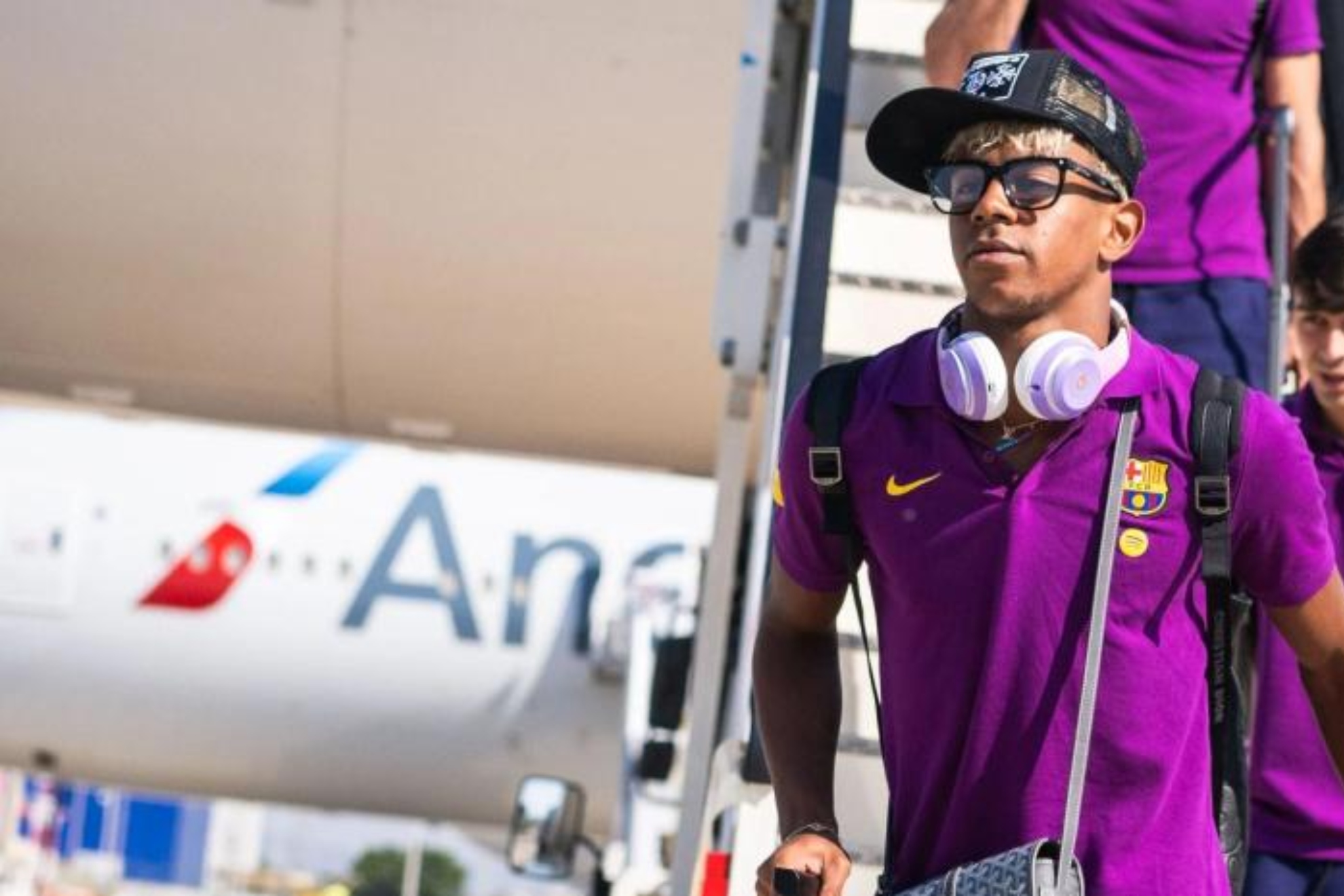 Lamine, viajando con el Barcelona, en una imagen de archivo FC BARCELONA