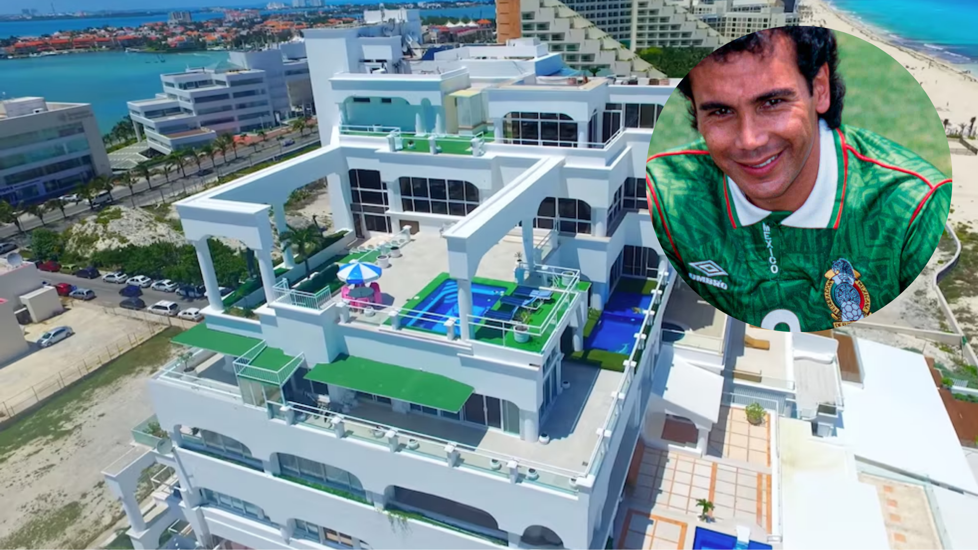 La mansión de Hugo Sánchez tiene estatuas en su honor. / ESPECIAL