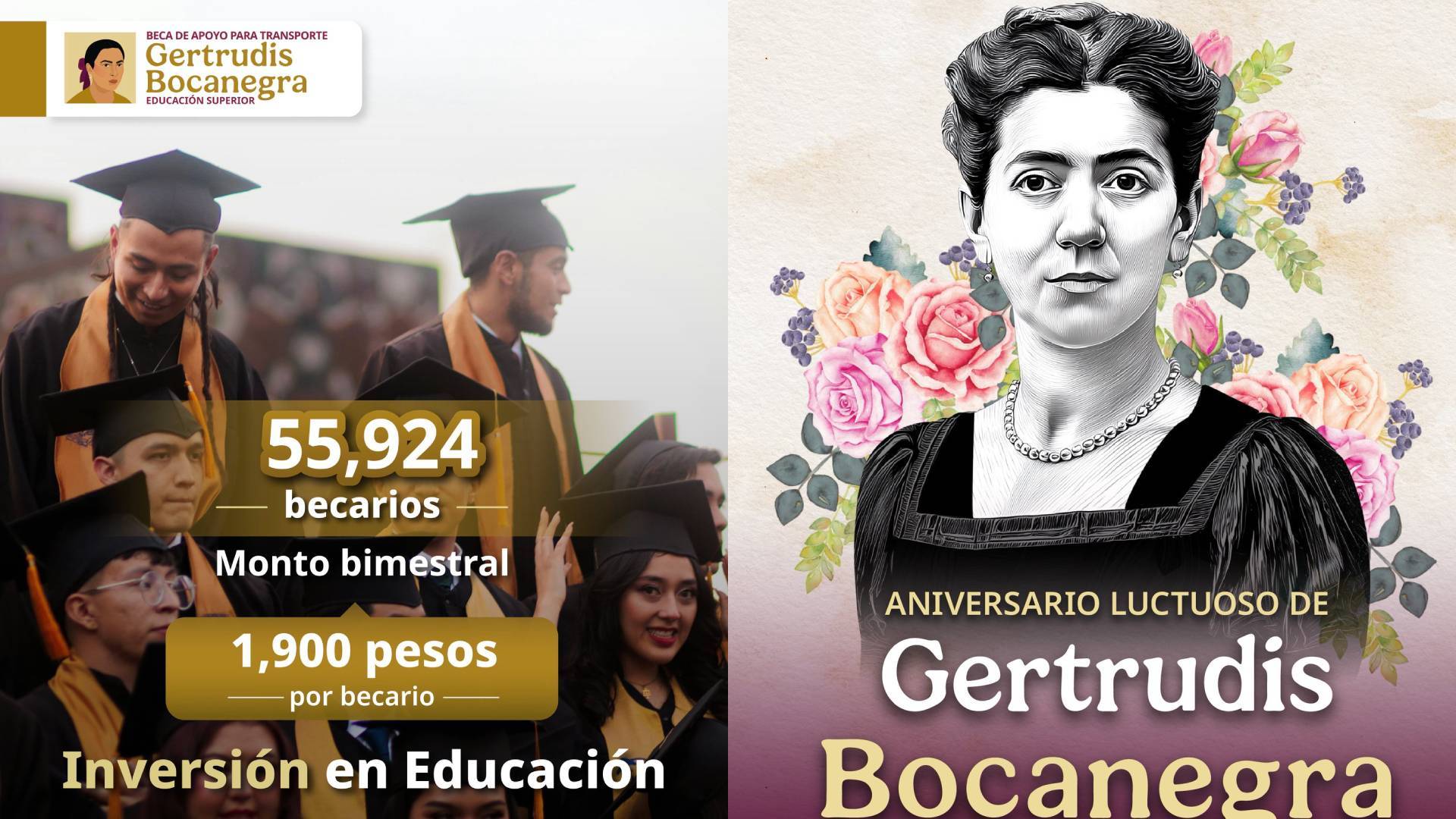 Beca Gestrudis Bocanegra. X @apoyosbienestar / X @Hacienda_Mexico