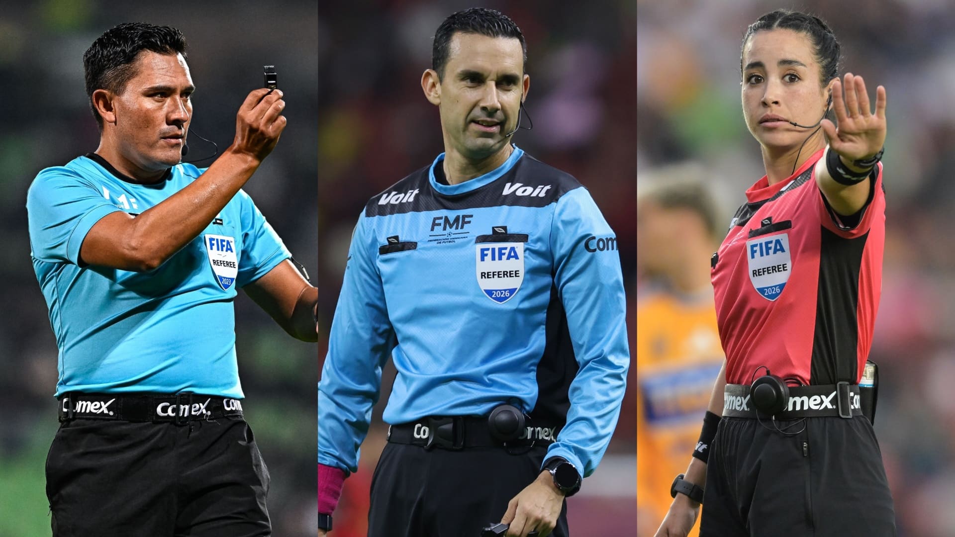 Fernando Guerrero, César Ramos y Katia Itzel García, árbitros de la Liga MX MEXSPORT