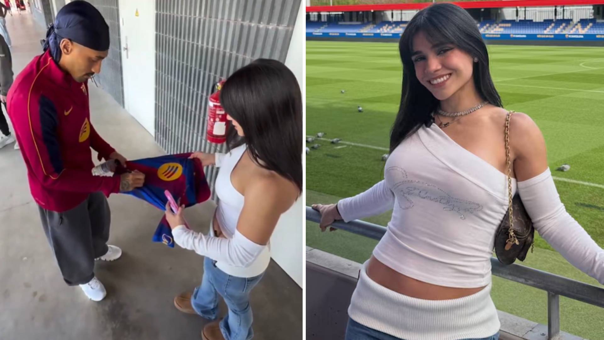Alana Flores en modo "fan" con jugadores del Barcelona Capturas X
