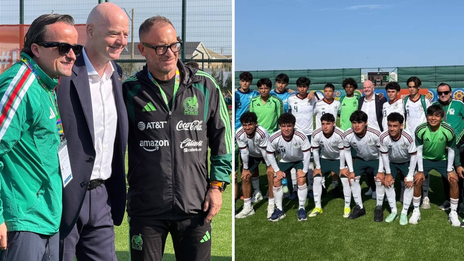 Mikel Arriola y Gianni Infantino en Azerbaiyán Cortesía FMF