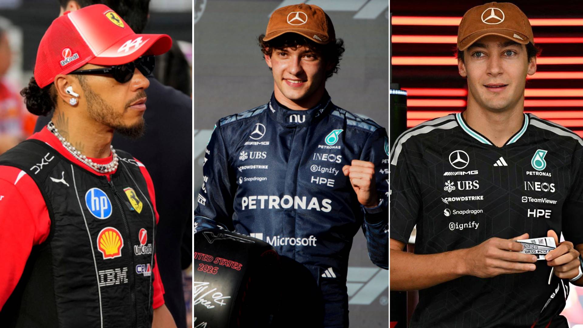 Lewis Hamilton / Kimi Antonello / George Russell LAPRESSE