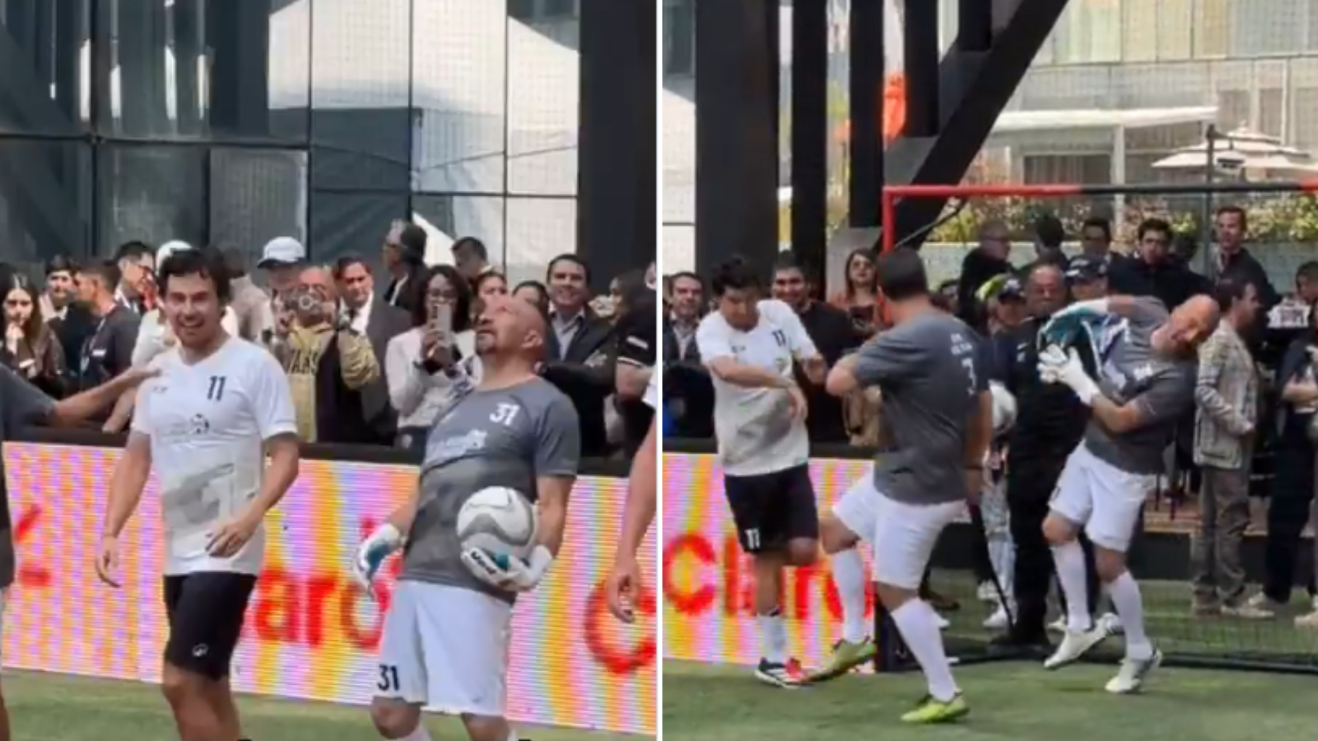 Checo y el Conejo Pérez disputando una "cascarita". MARCAMX