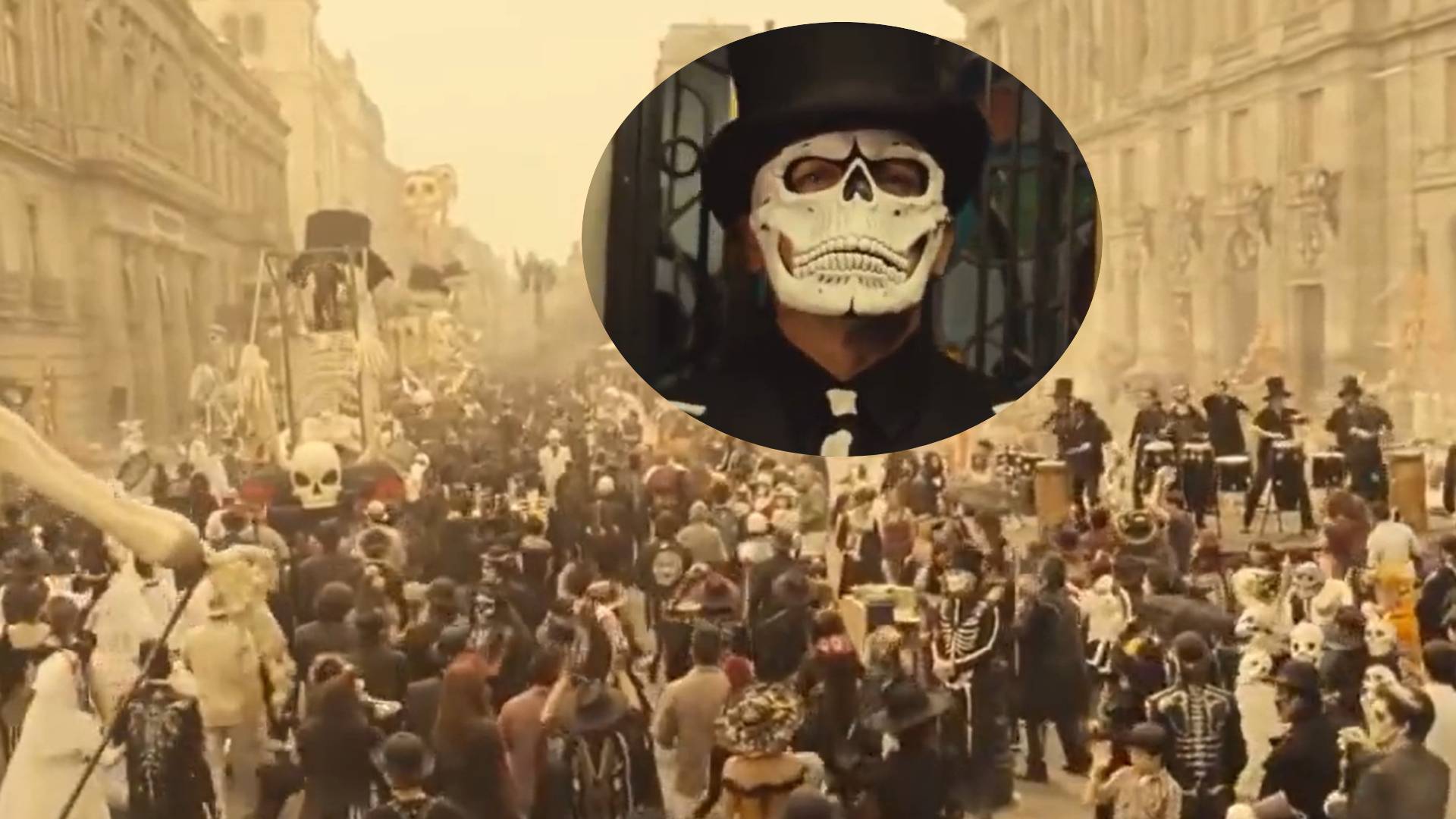 Desfile del Día de Muertos en la CDMX en la película Spectre (2015). X @arturo_criollos