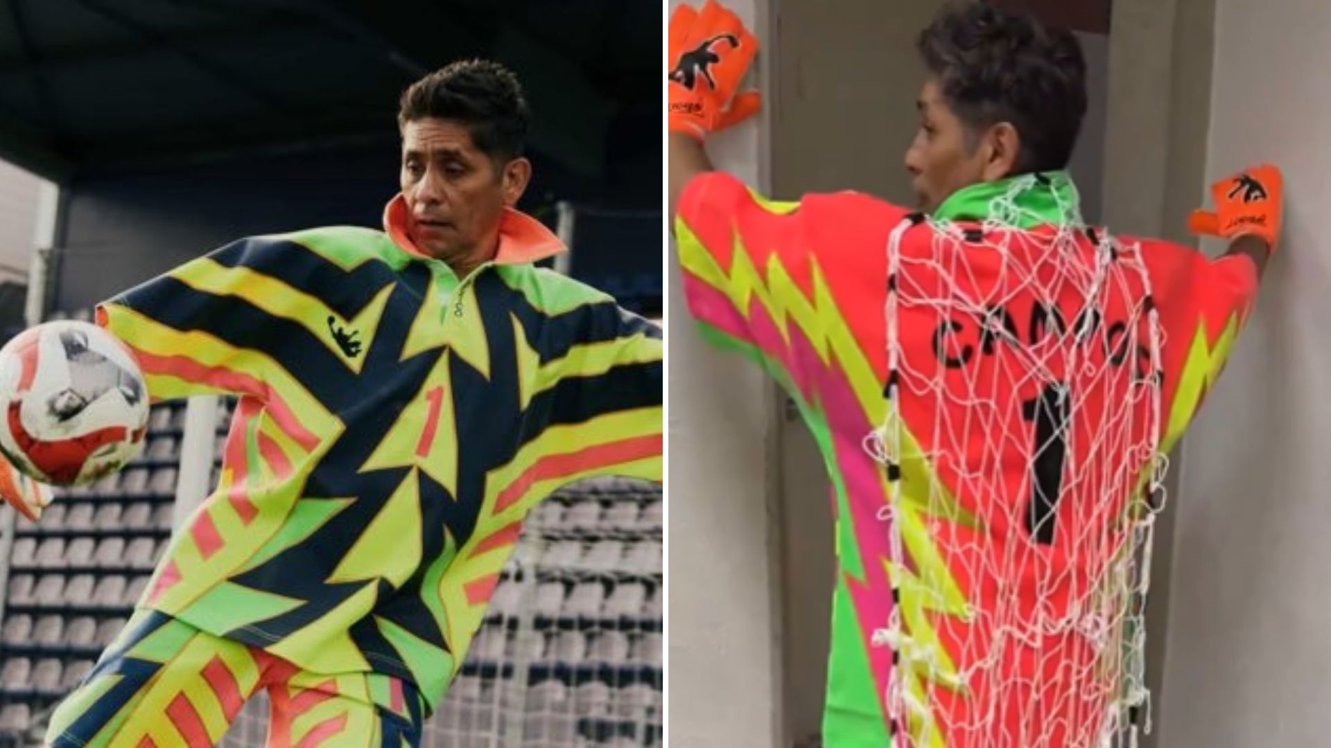 Jorge Campos se roba el show en el Puebla vs Pumas con divertido disfraz de Halloween X: @SoyJorgeCampos1